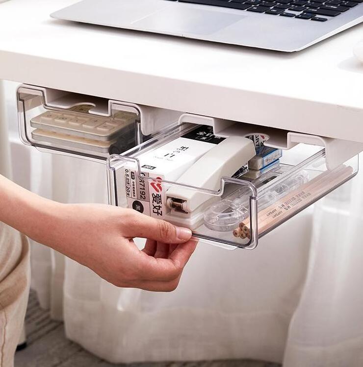 Desktop Storage Organizer Under Desk Drawer Storage Stationery  Pen Paper Sundry Under Desk Hidden Storage Drawer