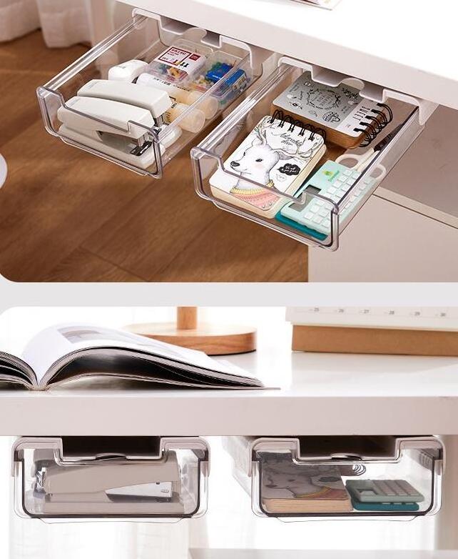 Desktop Storage Organizer Under Desk Drawer Storage Stationery  Pen Paper Sundry Under Desk Hidden Storage Drawer