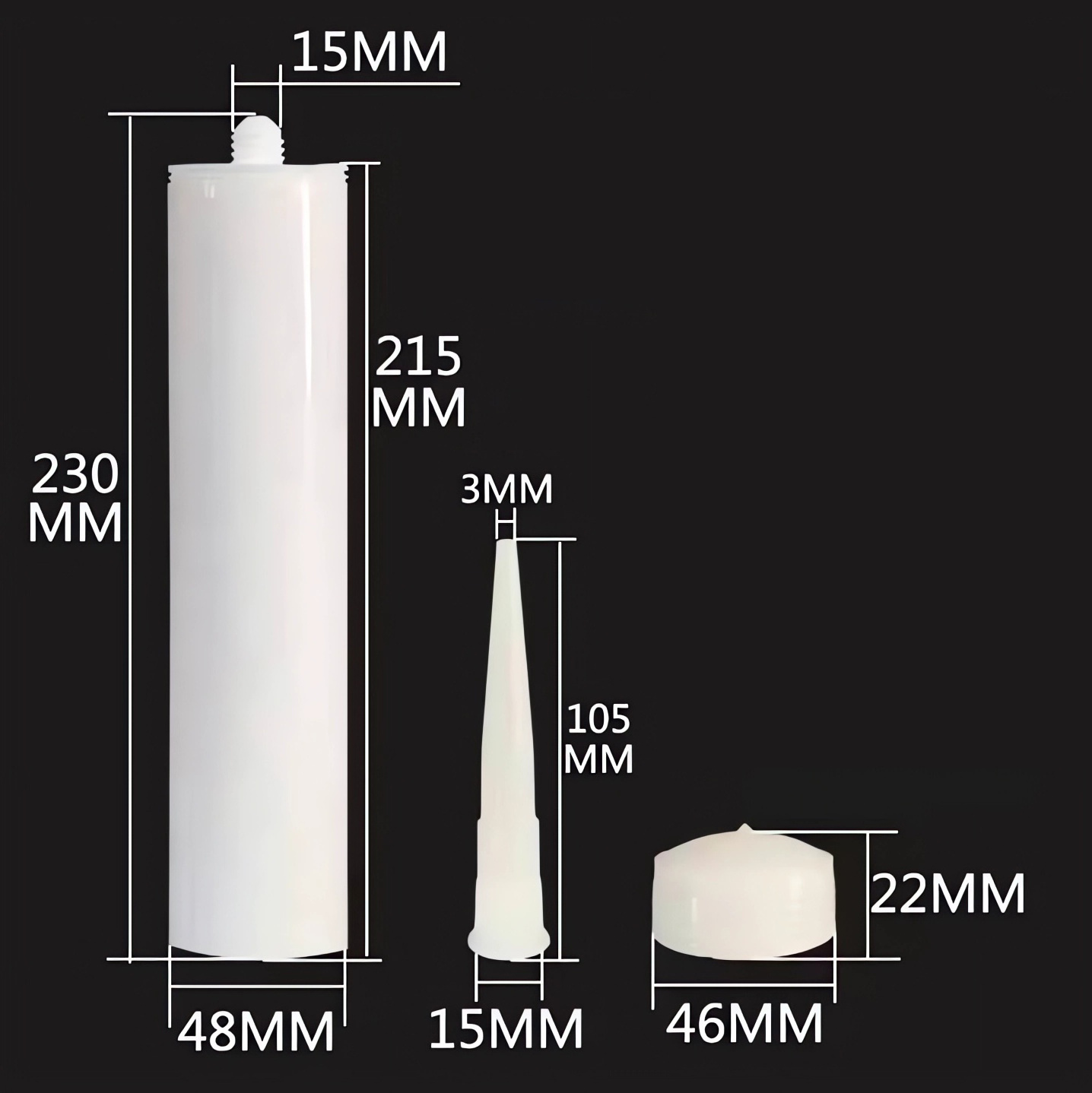 Empty bottle for silicone sealant caulking tube customizable plastic glue packaging 260ml 280ml 300ml 310ml sealant bottle tube