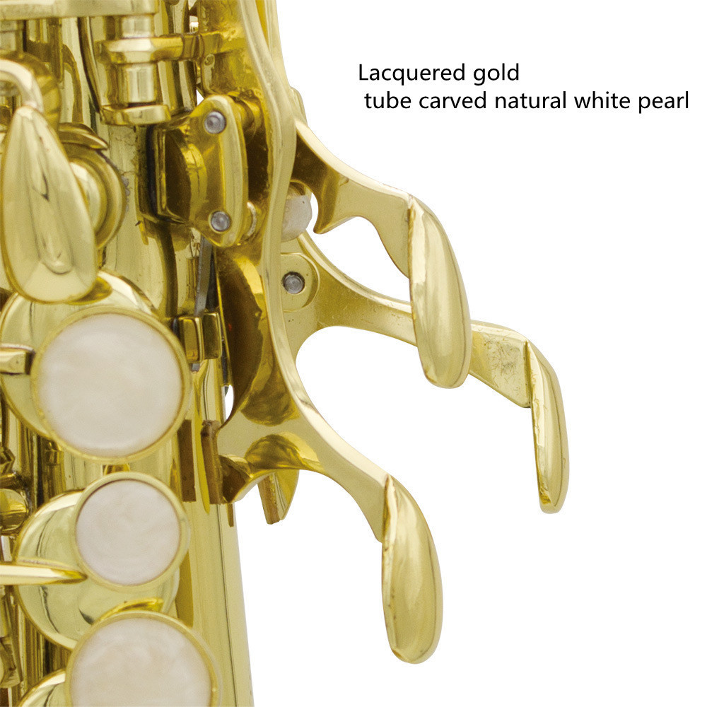 exquisite soprano straight saxophone brass material  Bb key gold  color soprano saxophone with white shell buttons