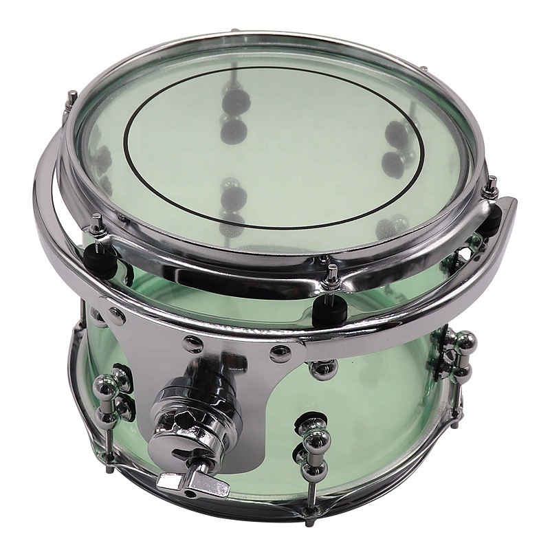 wholesale price popular 10X8 inch green acrylic snare drum set match with drum hoops /drum lugs