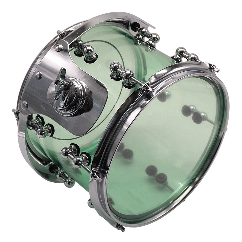 wholesale price popular 10X8 inch green acrylic snare drum set match with drum hoops /drum lugs