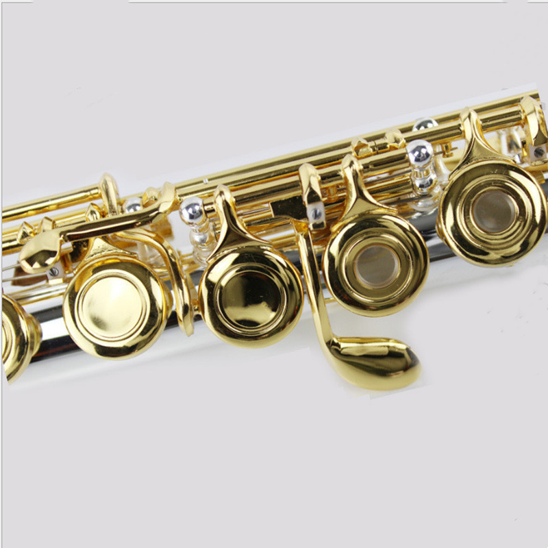 high-grade   Opening C Flute B Tail Flute Surface Plated Sterling Silver Gold Key Flute