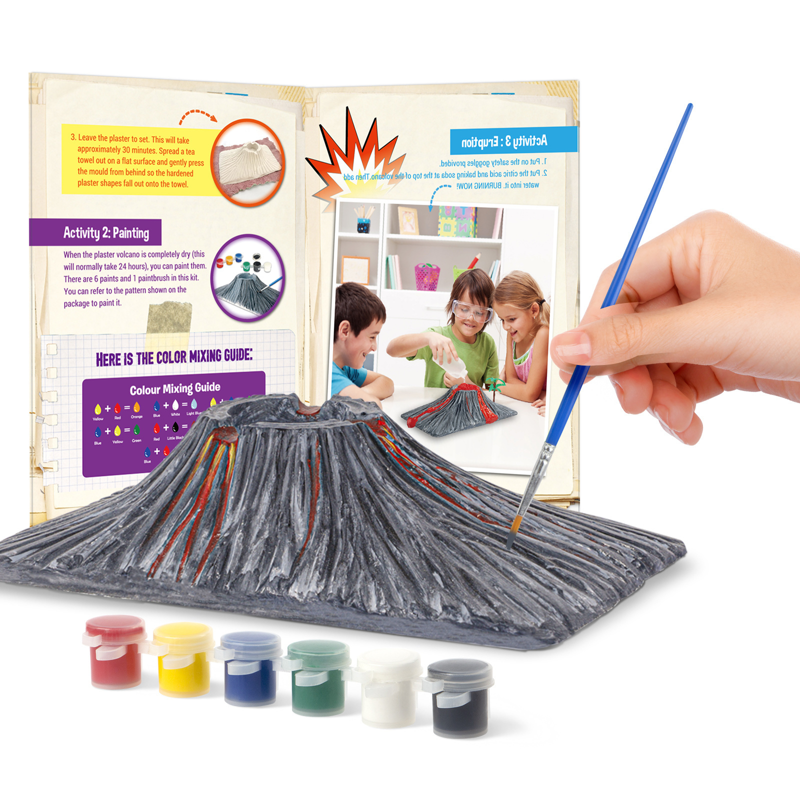 Wholesale Volcano Eruption Simulation Paint Your Own Volcano Science Experiment DIY Kit Educational Toys for Kids