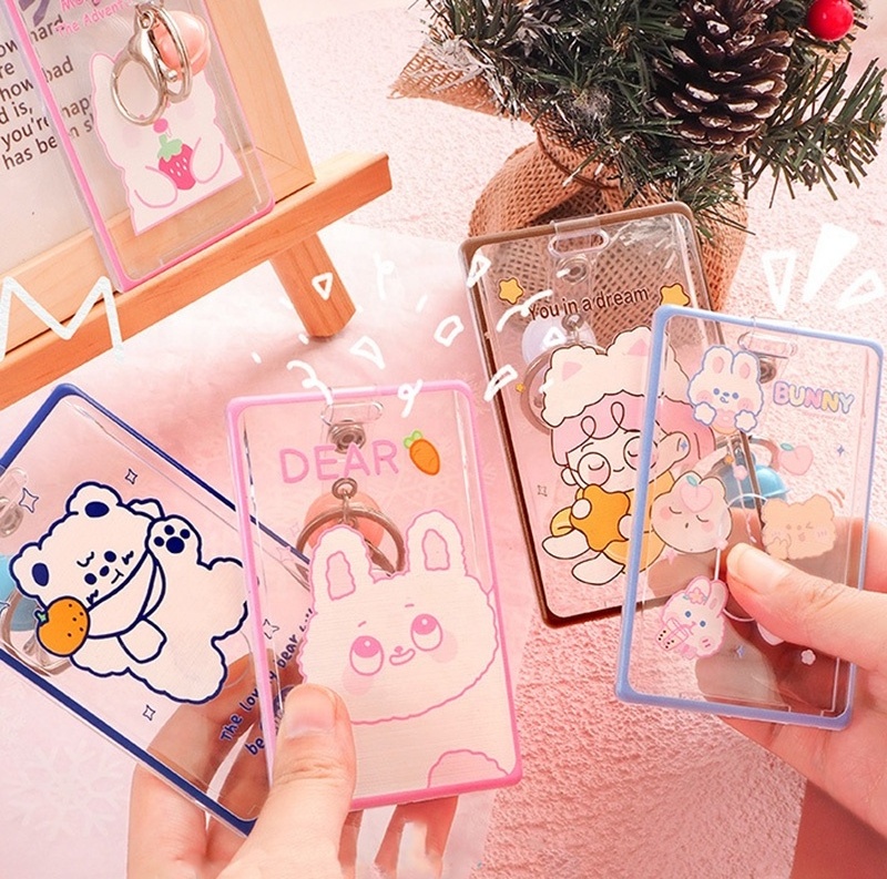 Acrylic Transparent Card Holder Waterproof ID Badge Holder with Detachable Lanyard Vertical Plastic Clear Tag Neck Pouch