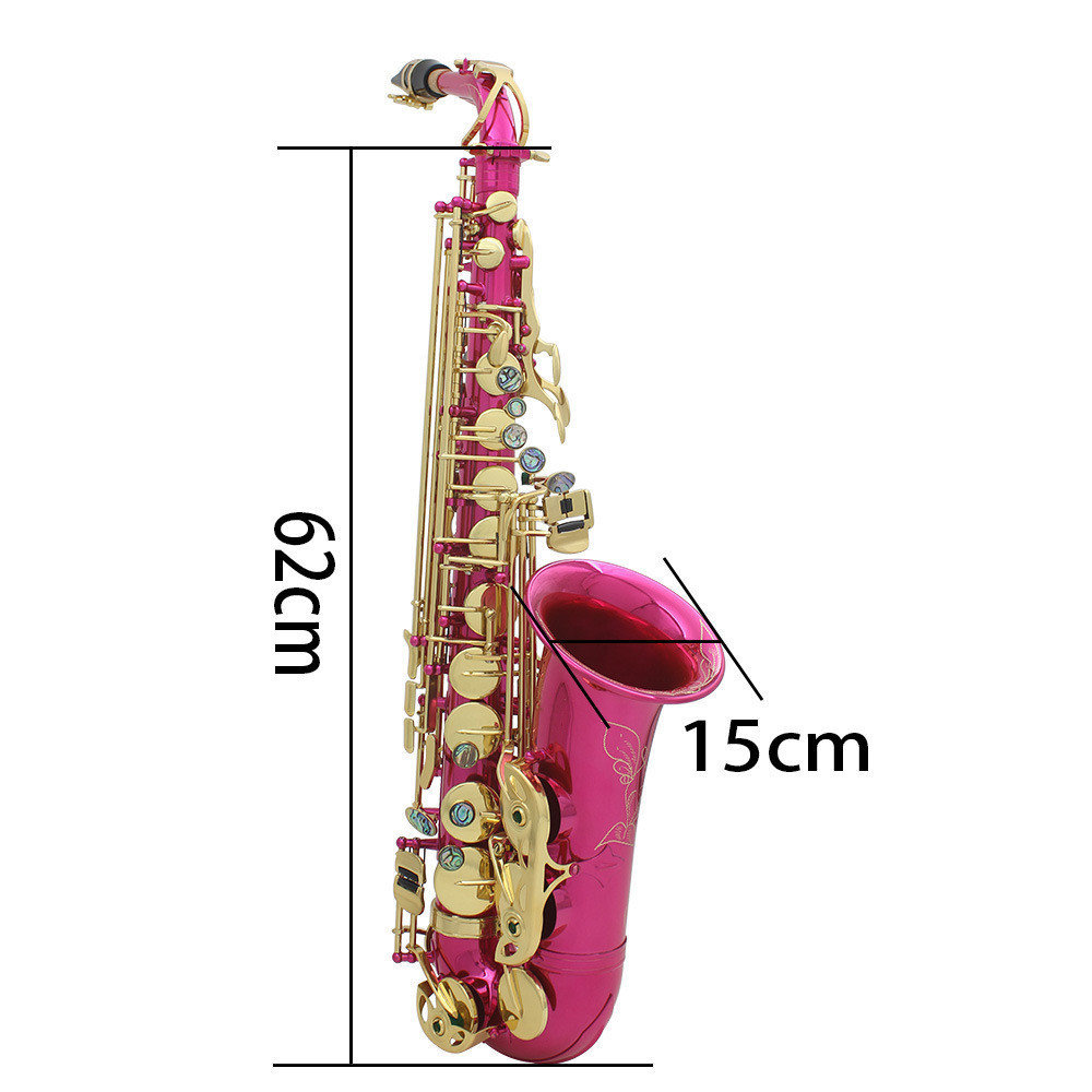 alto saxophone rose red color abalone shell buttons saxophone with carved tube