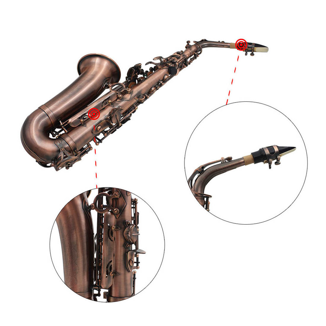 alto saxophone high quality Eb curved alto saxophone hand-carved retro brass color saxophone