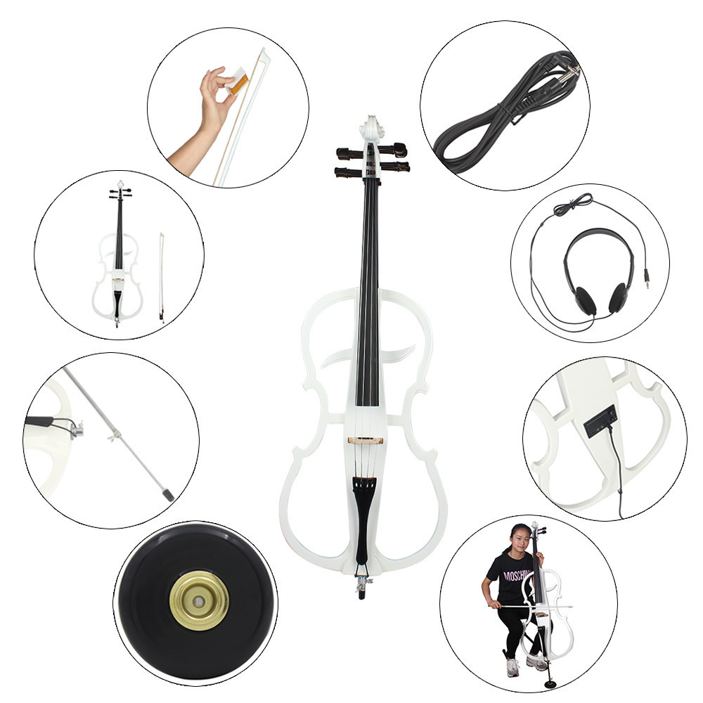 solid wholesale  white electric cello  performance solid wood  cello made in china maple material