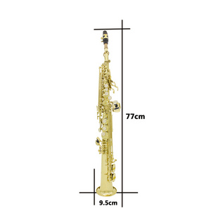 exquisite soprano straight saxophone brass material  Bb key gold  color soprano saxophone with white shell buttons