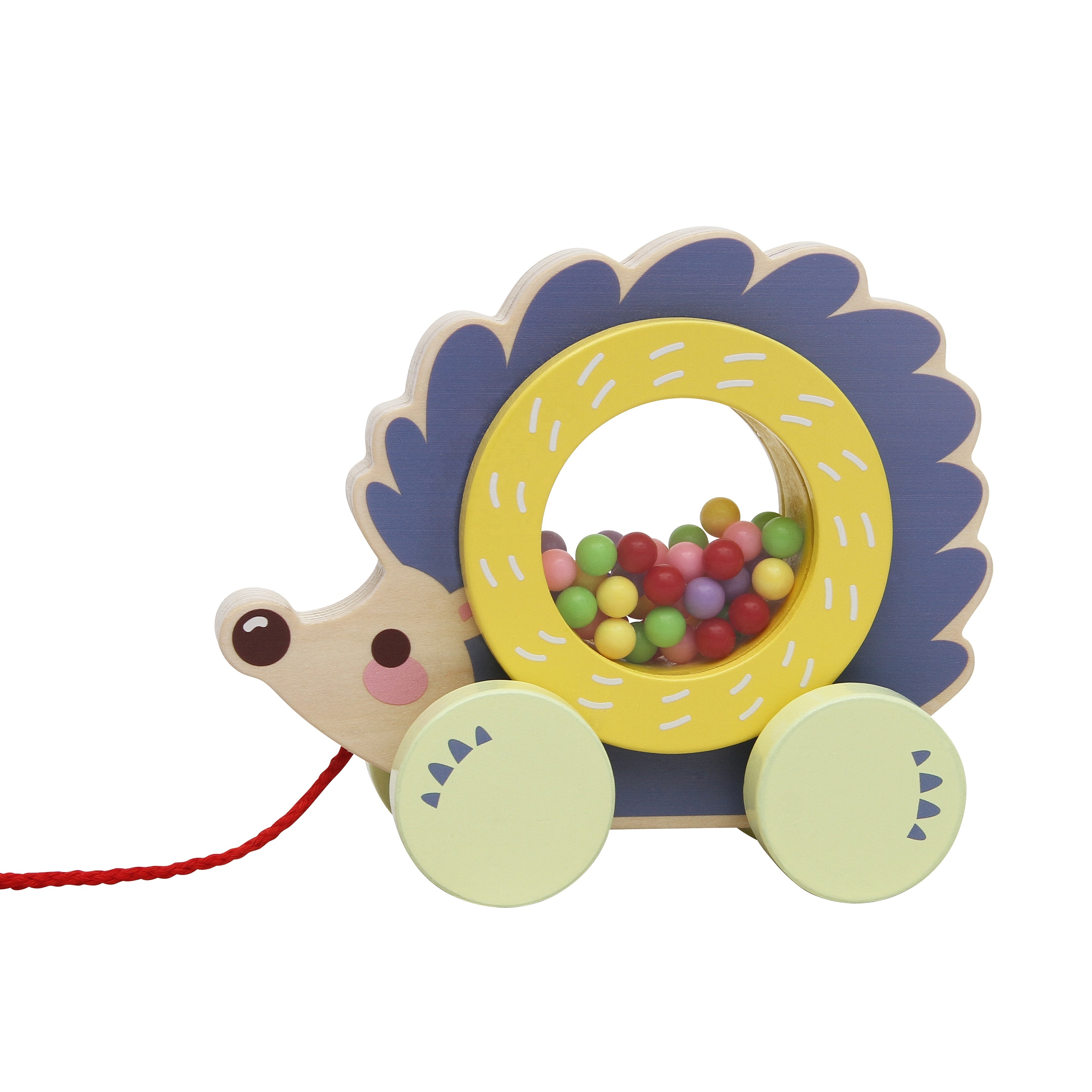 Wheelset Wooden Pull Along Hedgehog Pal Toy with Four-wheeler and Remote Control Leash