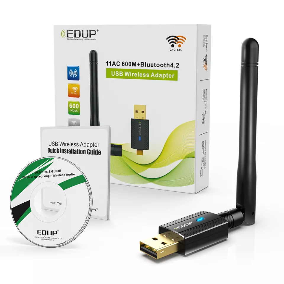 EDUP 2 in 1 AC600 Network Card Dual Band WiFi Card BT V4.2 Wireless USB Adapter Dongle WiFi Bluetooth Adapter