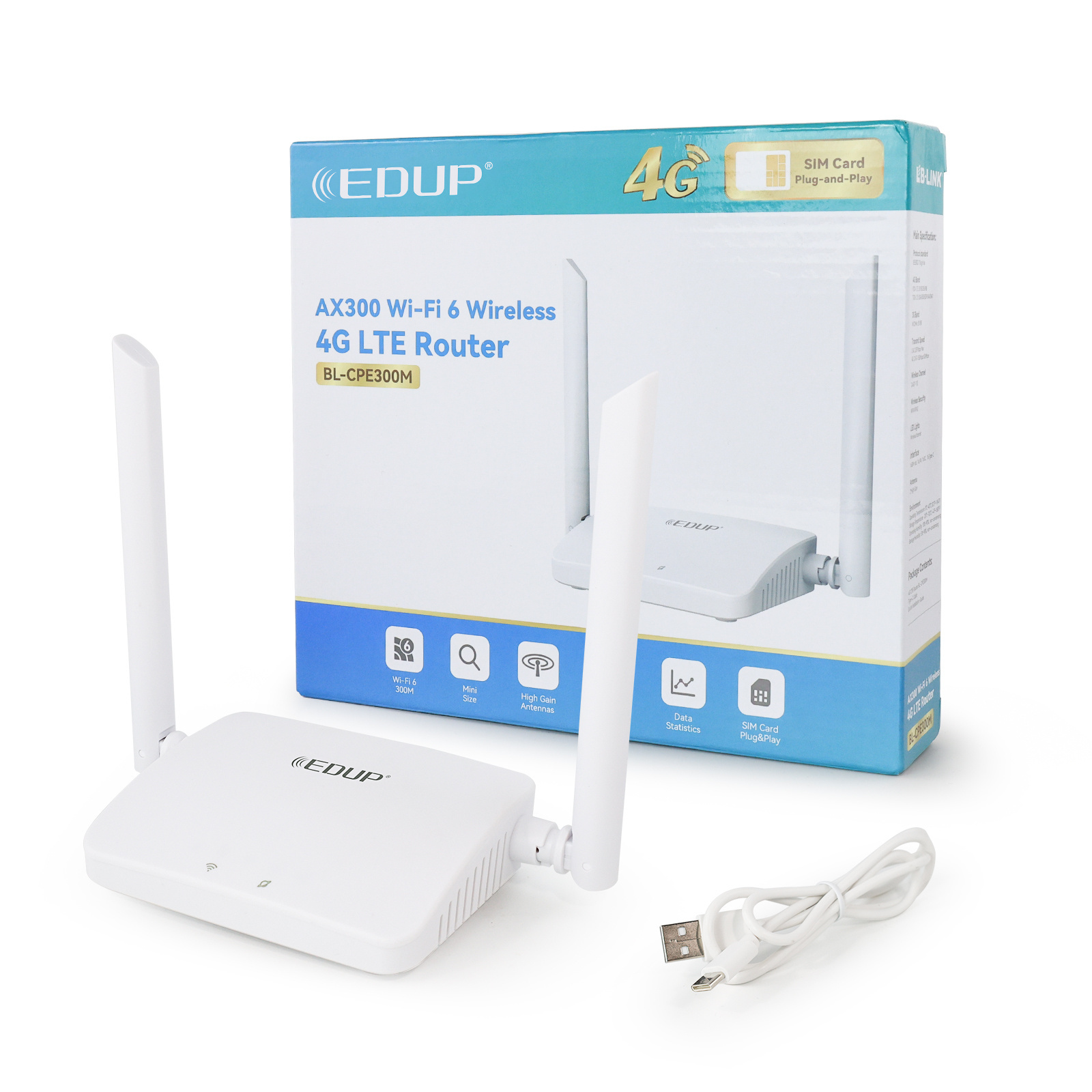 EDUP Wholesale Bulk EP-CPE300M  300Mbps AX300 Mini Wifi 6 router Mini Portable 3G/4G Sim Card Wireless 4G LTE Router