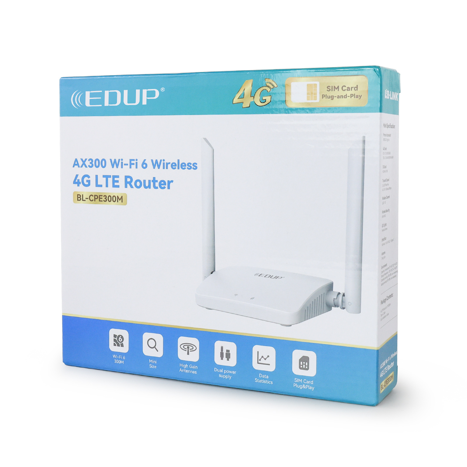 EDUP Wholesale Bulk EP-CPE300M  300Mbps AX300 Mini Wifi 6 router Mini Portable 3G/4G Sim Card Wireless 4G LTE Router