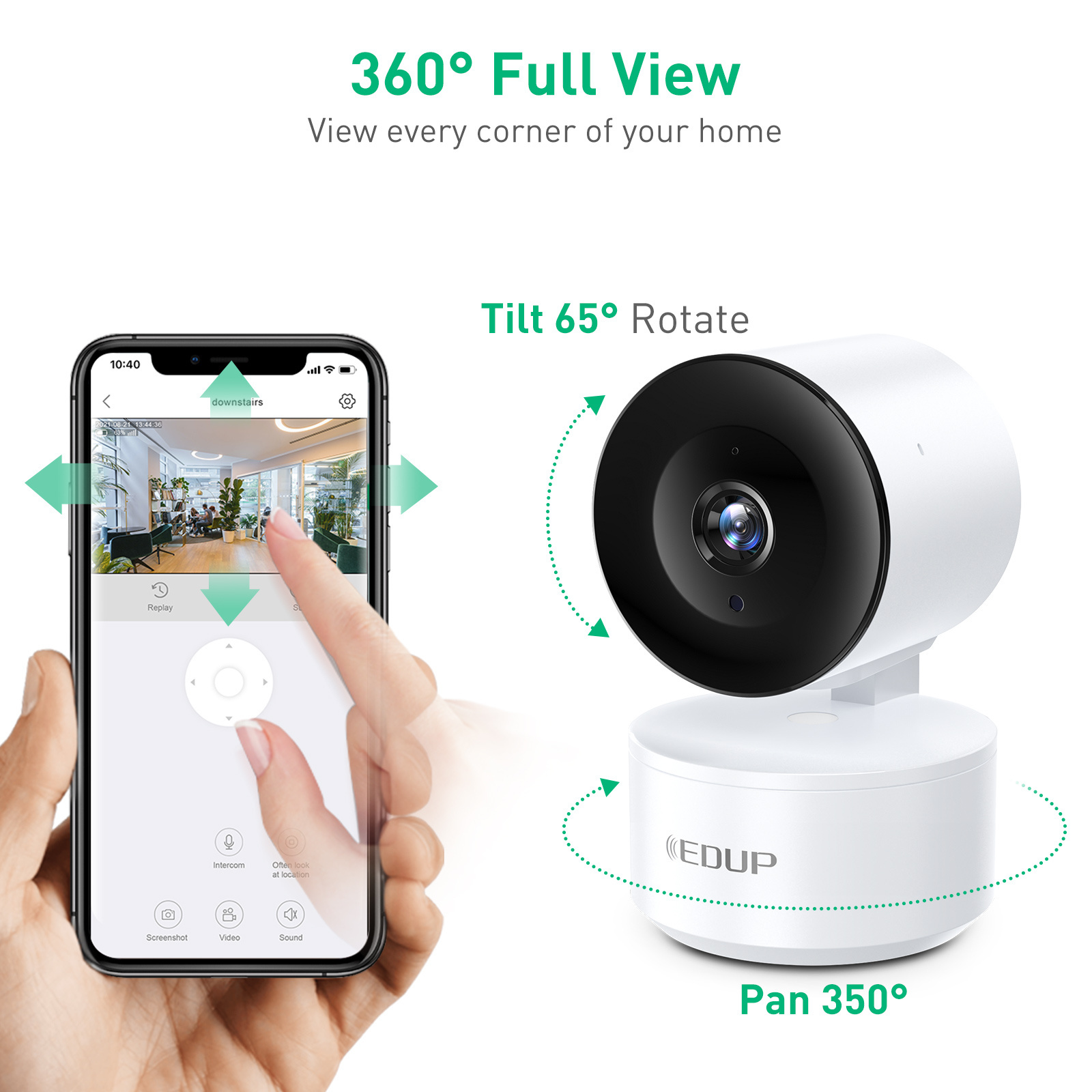 EDUP Smart Camera 2K HD WiFi Night Vision IP Camera AI Tracking Baby Security Monitor 300W 4K Network Wifi Camera