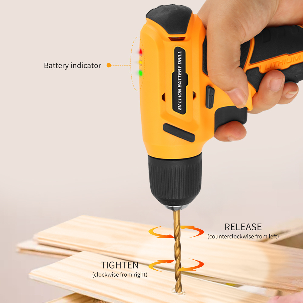 20Pcs KC Good Quality Yellow Color Electrical Tool Kits 8V Battery Impact Screwdriver Power Tools Set