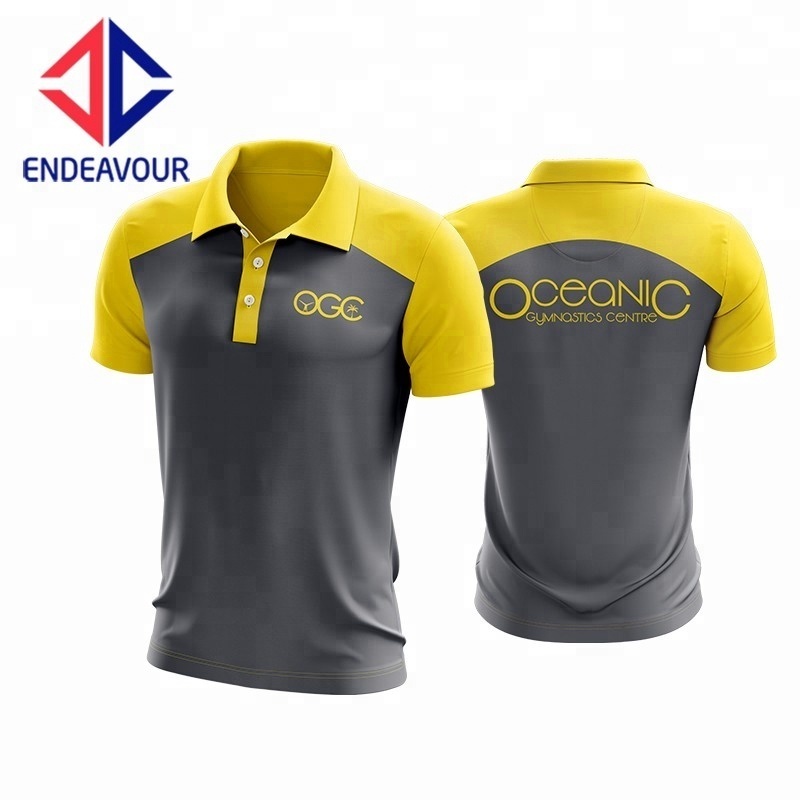 Custom Golf Women Slim Fit Polo Shirt Yellow And Black Polo Shirt