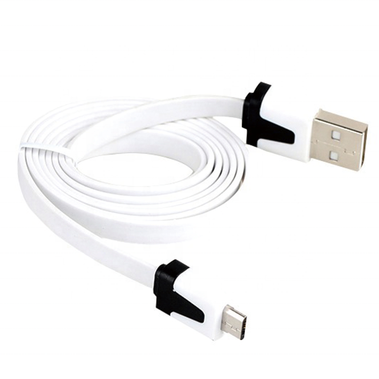 High quality 1m 2m 3m  flat PVC data transfer USB to micro charging cables for  android oppo MP5