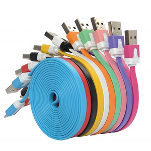 High quality 1m 2m 3m  flat PVC data transfer USB to micro charging cables for  android oppo MP5