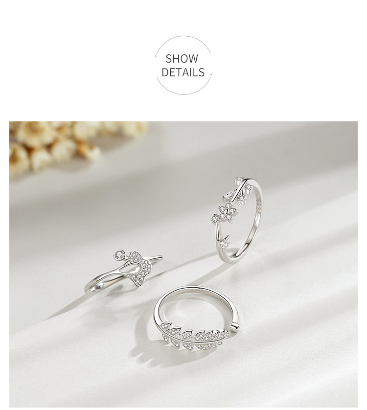 The S925 silver ring is made of sweet leaves slightly inlaid with open forefinger and it's a ring with INS style