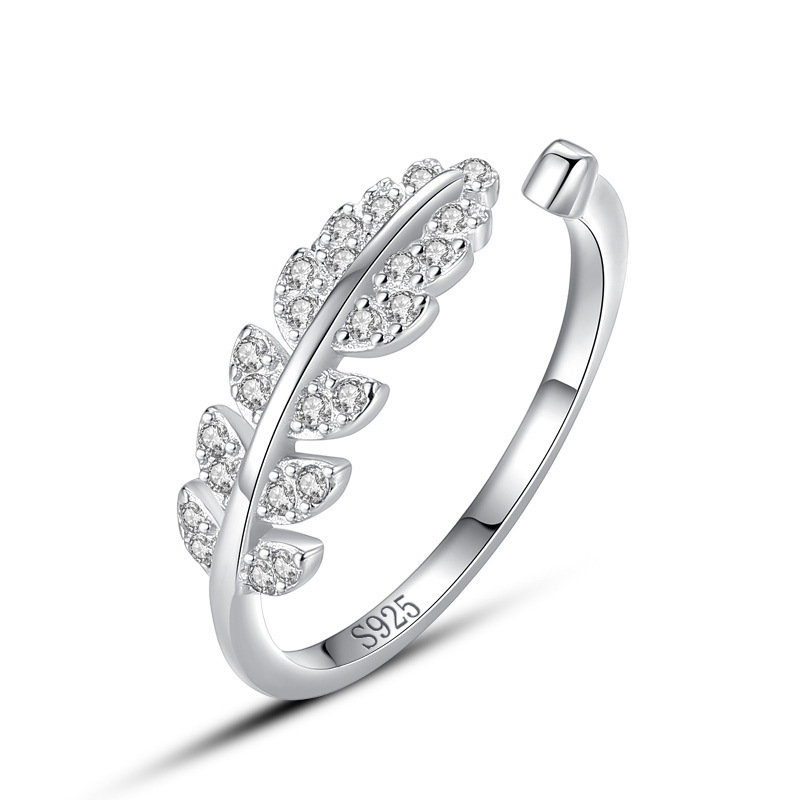 The S925 silver ring is made of sweet leaves slightly inlaid with open forefinger and it's a ring with INS style