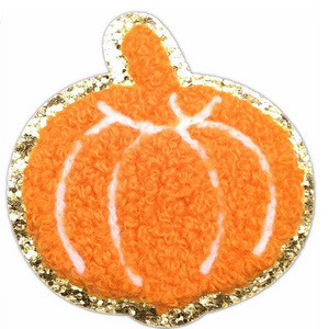 Halloween Ghost Pumpkin Castle glitter chenille embroidered glue patch