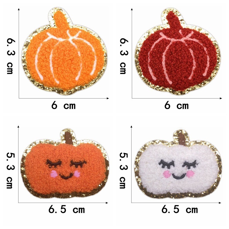 Halloween Ghost Pumpkin Castle glitter chenille embroidered glue patch