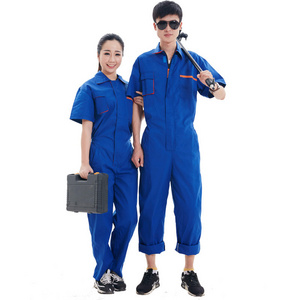 Men's Cotton Overalls Short Sleeve Mechanic Workwear Uniforms for Outdoor Use Adult Work Suit Outfits