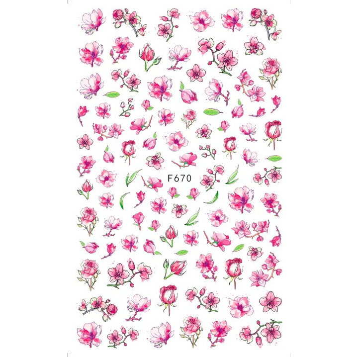 Quality Popular Little Girls Floral Flowers Patterned Pink Butterfly Nail Stickers Wrap