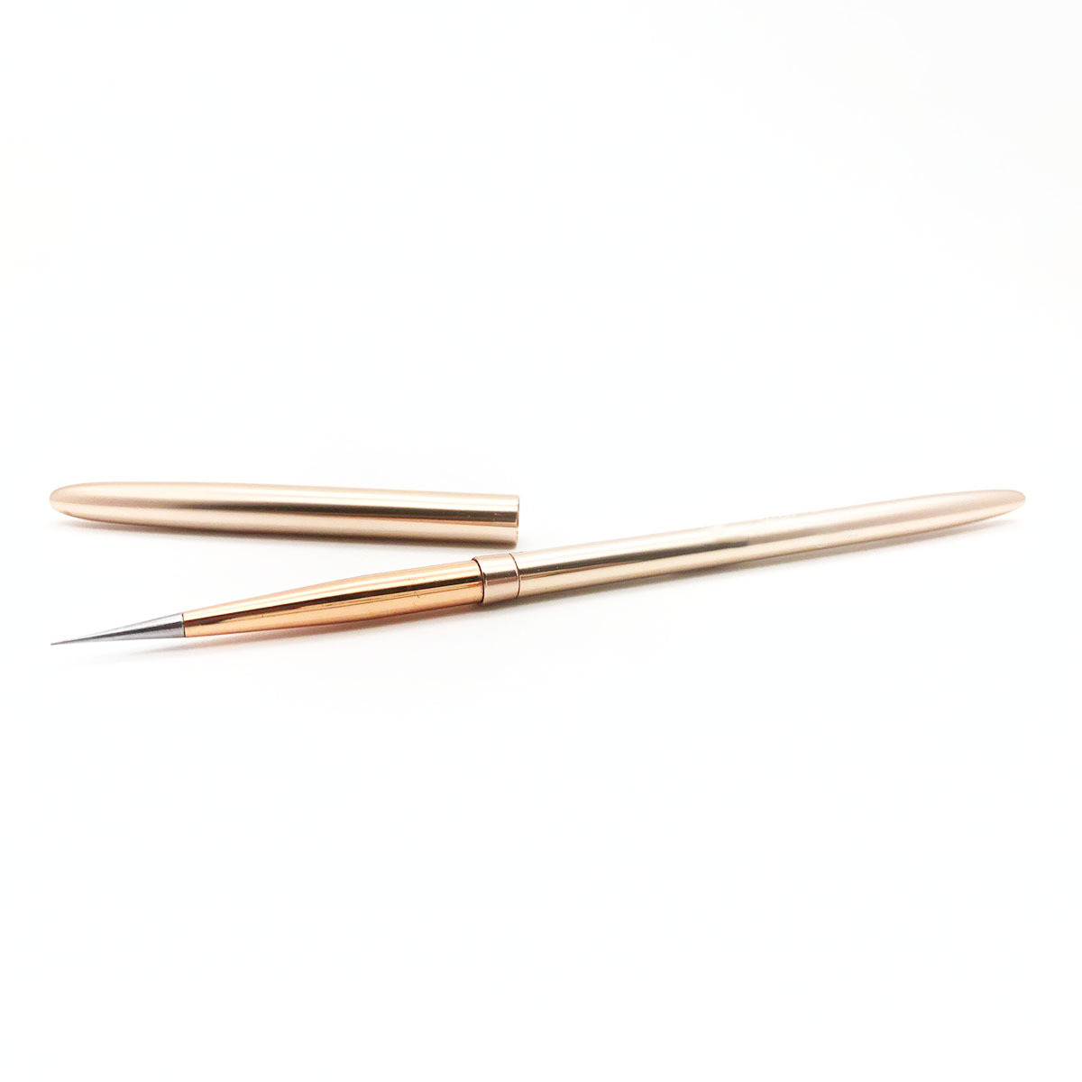 China Supplier Luxury Full Rose Gold Metal Handle UV Gel Nail Art Brushes Kolinsky Nail Brush Set