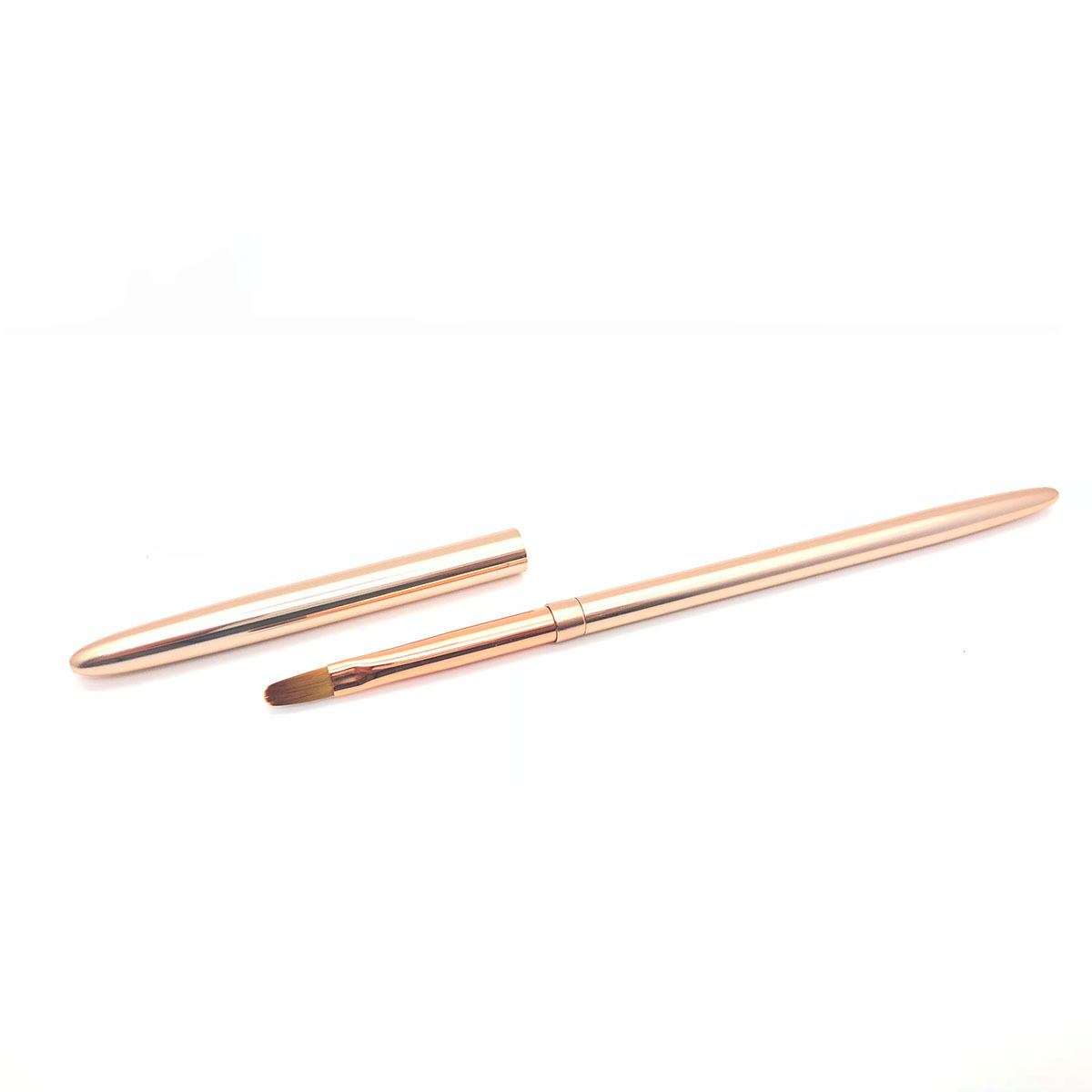 China Supplier Luxury Full Rose Gold Metal Handle UV Gel Nail Art Brushes Kolinsky Nail Brush Set