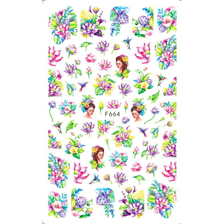 Quality Popular Little Girls Floral Flowers Patterned Pink Butterfly Nail Stickers Wrap