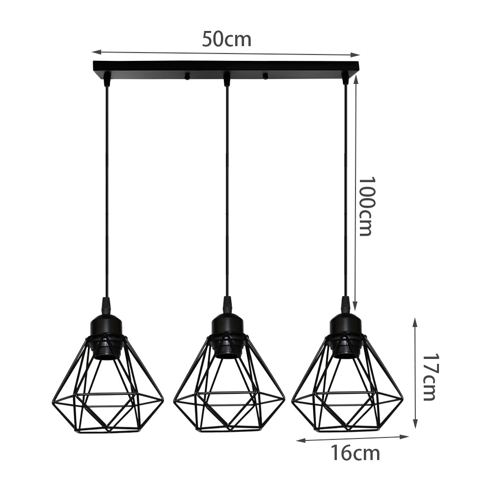 Retro Industrial Vintage Cage Pendant Light Iron Art Pyramid Wrought home Ceiling Lamp Suitable for E27 bulbs