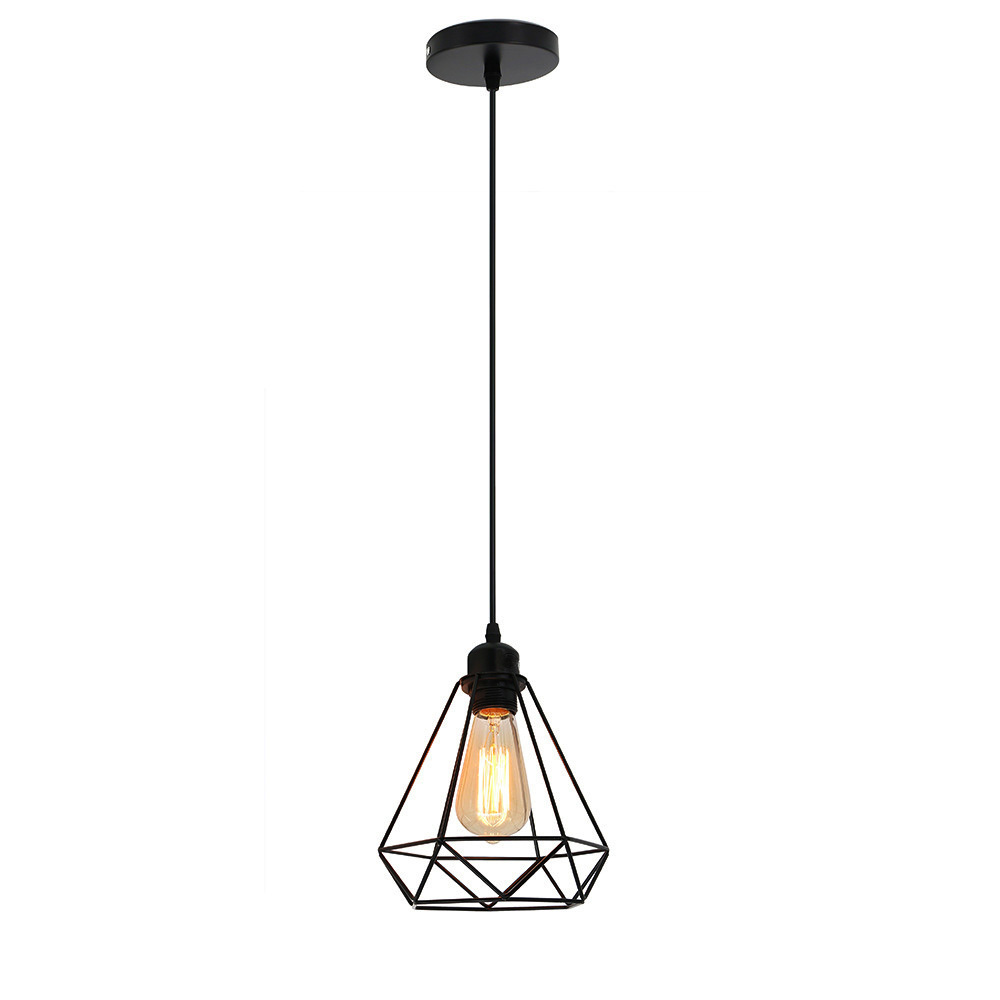 Retro Industrial Vintage Cage Pendant Light Iron Art Pyramid Wrought home Ceiling Lamp Suitable for E27 bulbs