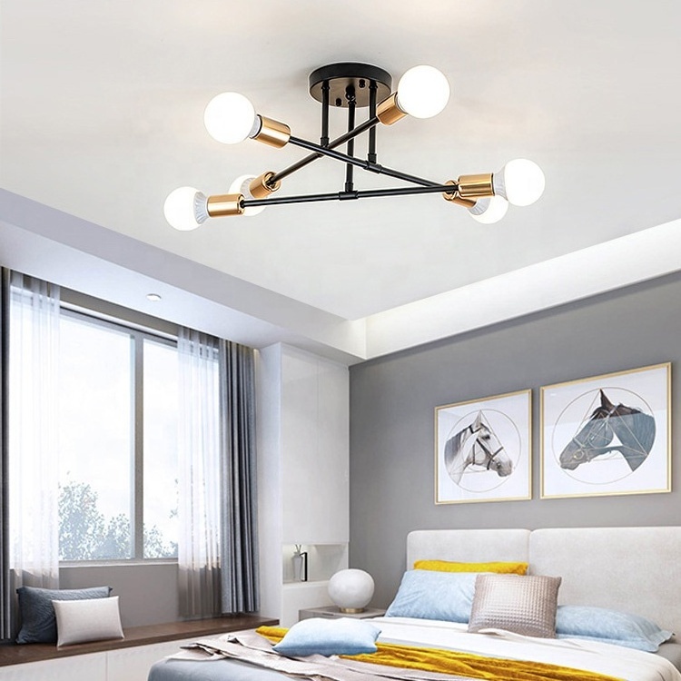 Modern Nordic E27 Black LED Ceiling Chandelier Edison Bulbs Indoor Light Fixtures For Bedroom Living Room Lamp