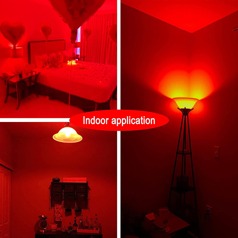 LED Red Light Bulb 60W Equivalent, A19 LED E26 Base Red Color Light Bulbs for Halloween, Christmas Decoration, Party, Bars, Porc