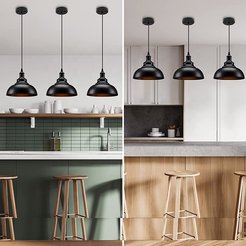 Black Pendant Light Lightess Industrial Hanging Lights Metal Barn Farmhouse Kitchen Lighting Edison Ceiling Mount Fixture