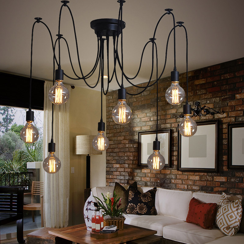 2019 Vintage Edison Lamp Light Pendant Lighting Modern Chic Industrial Ceiling Spider chandelier pendant lamp light