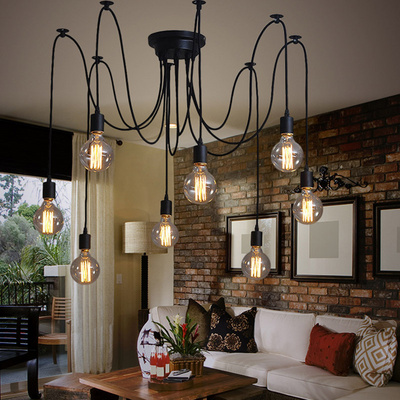 2019 Vintage Edison Lamp Light Pendant Lighting Modern Chic Industrial Ceiling Spider chandelier pendant lamp light