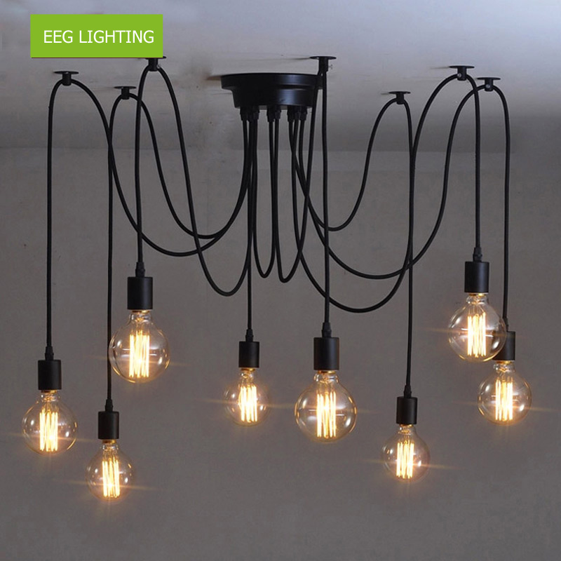 2019 Vintage Edison Lamp Light Pendant Lighting Modern Chic Industrial Ceiling Spider chandelier pendant lamp light