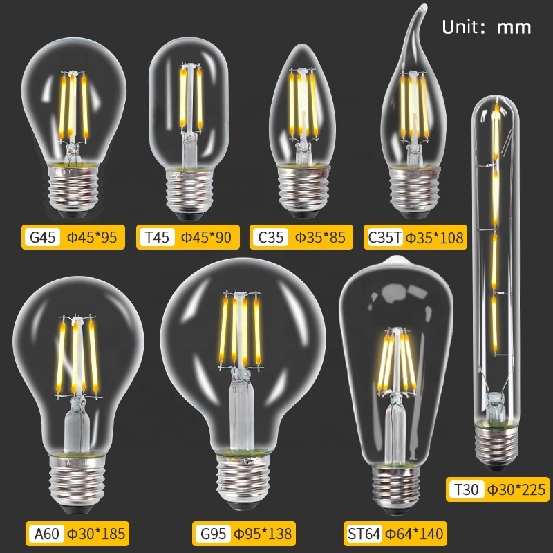 G80 Lamp led filament bulb, dimmable AC110V 220V 12V edison led bulb, E27 E26 E14 filament led edison lamp