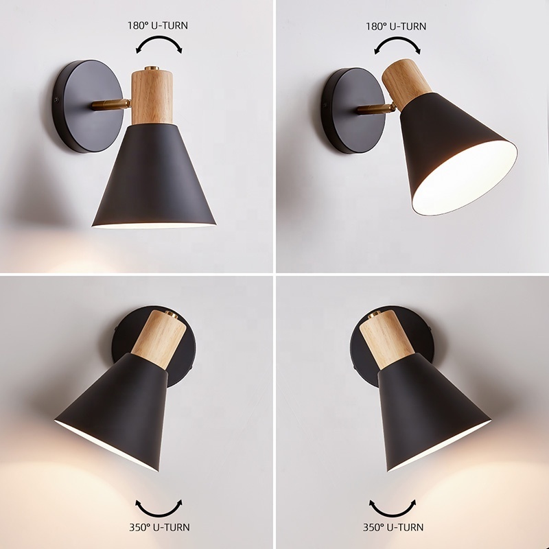 Plug in Wall Sconces wood Dimmable Wall Sconce Reading Light with On Off Switch, Angle Adjustable Wall Lighting