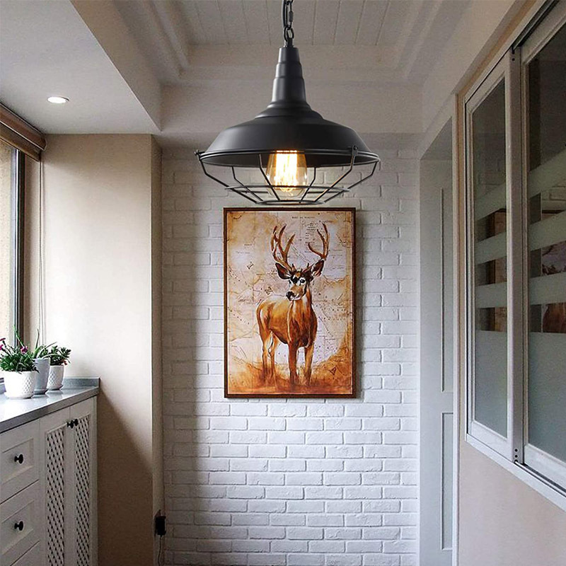 Black Pendant Light Fixtures Farmhouse Pendant Lighting for Kitchen Island Industrial Hanging Light Fixtures Metal Cage