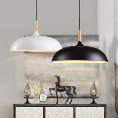 Modern Metal Pendant Lighting Industrial Hanging Mini Light Fixture Wood Pendant Lamp for Kitchen Island, Dining Room, Barn, Bar