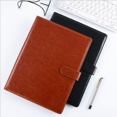 Wholesale A4 Magnetic Business File Folder Resume Leather Portfolio Folder With Pen and Card Holder