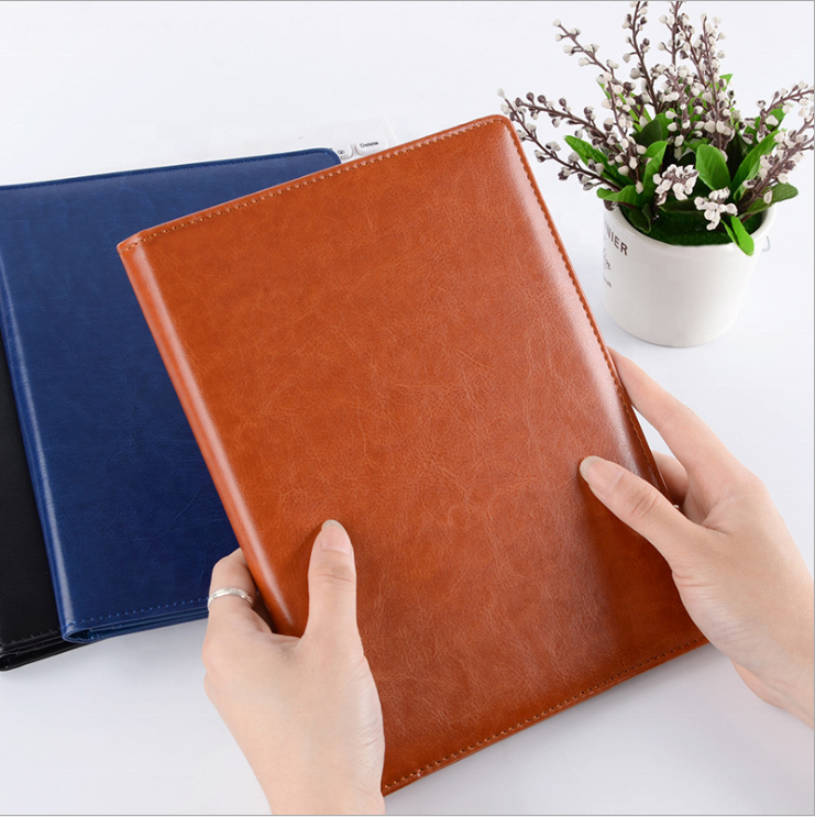 Wholesale A4 Magnetic Business File Folder Resume Leather Portfolio Folder With Pen and Card Holder