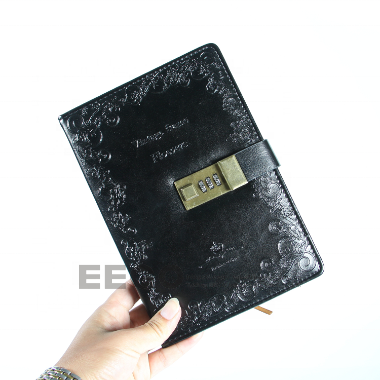 2024 Personalized Gift Sets Recycled Customized PU Leather Diary Planner Book Custom Business Notebook with lock