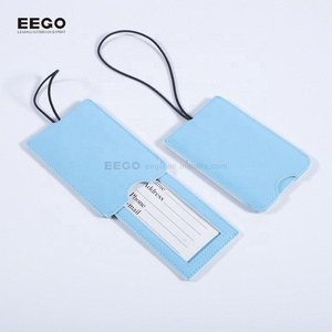 High Quality Creative Luxury Blue Black Bulk Travel Faux Pu Leather Custom Logo Print Luggage Tags