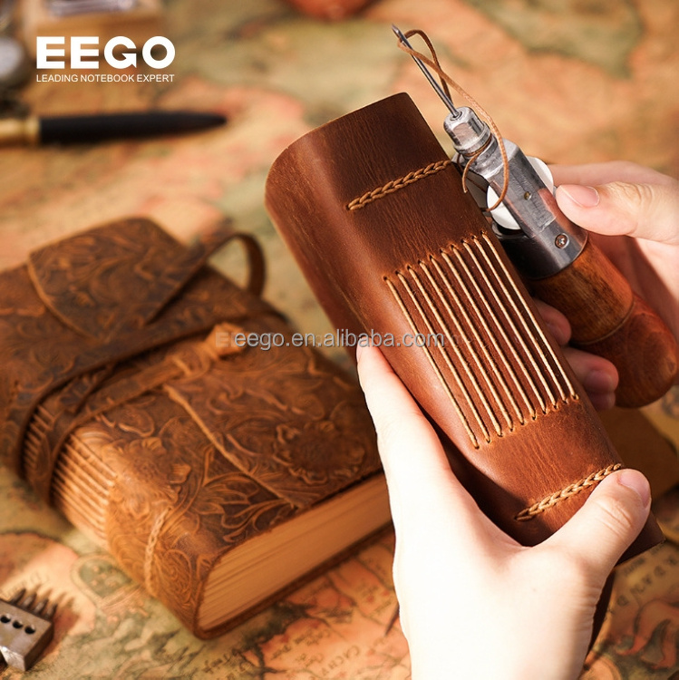 Leather Vintage Journal Best Selling Products Private Label Luxury Carved Notebook with Strap