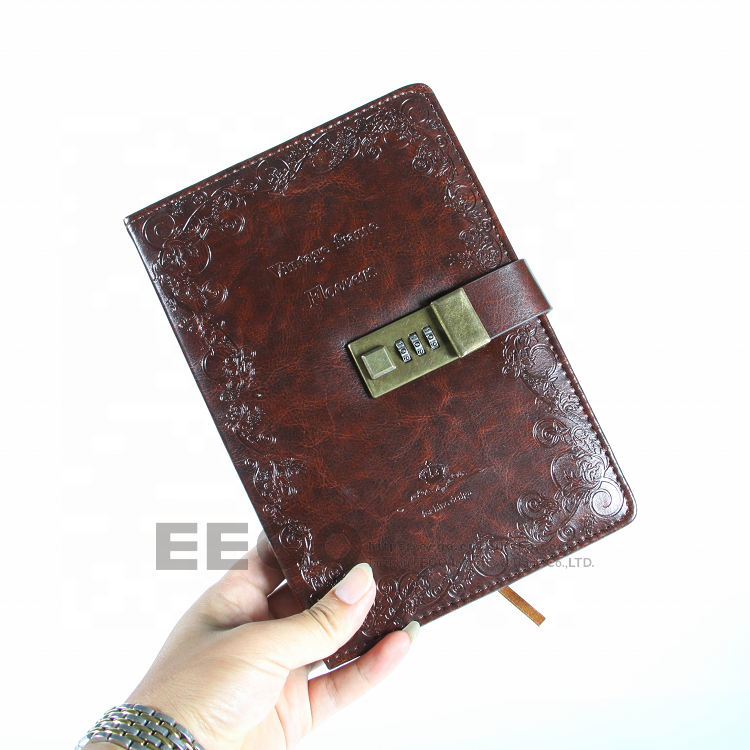 2024 Personalized Gift Sets Recycled Customized PU Leather Diary Planner Book Custom Business Notebook with lock