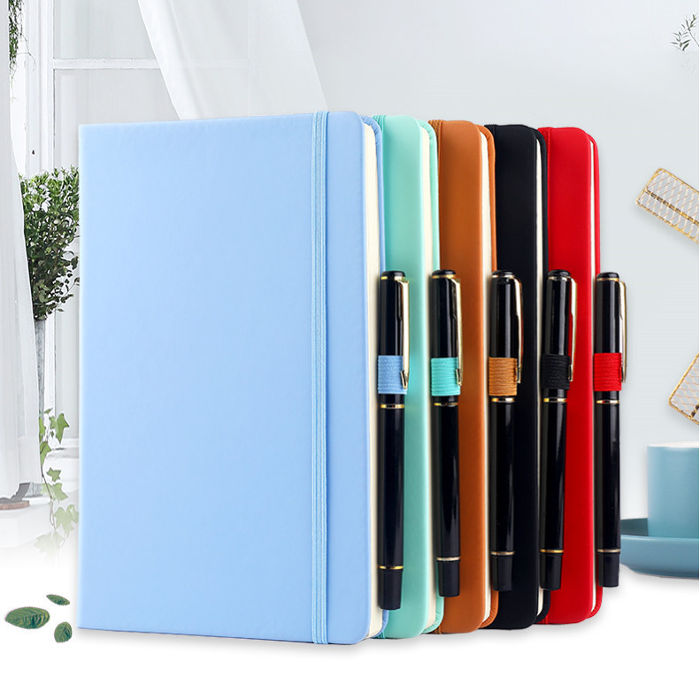 2024 2025 Promotional Sublimation OEM Business Note Book A5 Custom Logo  Pu Leather Hardcover Journal  Notebook With Pen Holder